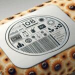 Primer plano de una etiqueta tecnológica aplicada a un producto alimenticio