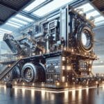 Equipos de minería moderna con tecnología avanzada en un entorno industrial.