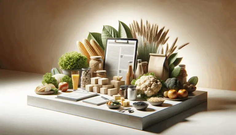 Mesa con productos innovadores de alimentos y tecnología sostenible.