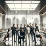 Equipo de emprendedores reunido en un espacio de coworking moderno en Lima