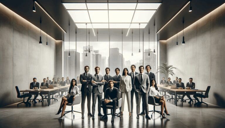 Equipo de emprendedores reunido en un espacio de coworking moderno en Lima