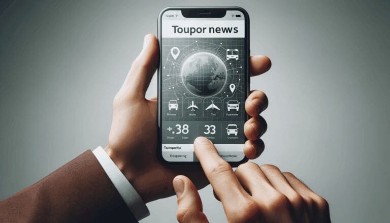 Primer plano de una mano sosteniendo un celular con una app de transporte abierta