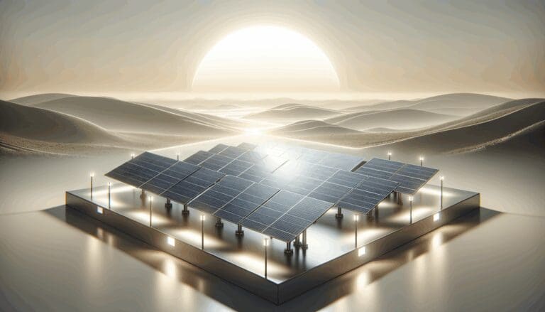 Instalación solar moderna en un entorno tecnológico con cielo despejado