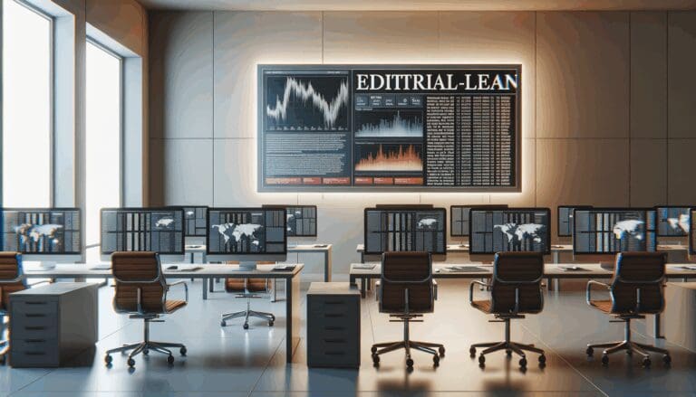 Pantallas de computadora con visualización de tráfico de datos en un entorno de oficina modernista.