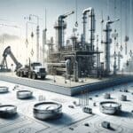 Equipo tecnológico en campo petrolero con instrumentos de medición y cielo despejado