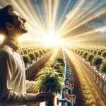 Plantación de pitahaya en un campo soleado con tecnología agrícola moderna