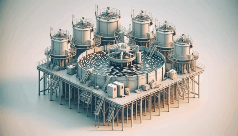 Imagen de equipamiento acuícola usado en un entorno industrial.