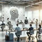 Oficinas modernas con ingenieros trabajando en inteligencia artificial