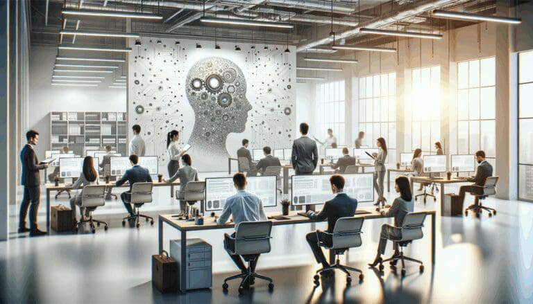 Oficinas modernas con ingenieros trabajando en inteligencia artificial