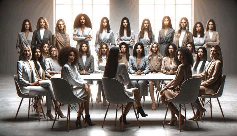 Grupo de mujeres emprendedoras en un espacio moderno durante una conferencia