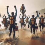 Entrenamiento de rescatadores acuáticos en una playa africana con equipo básico