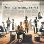 Equipo de emprendedores en un espacio de coworking rural, rodeados de dispositivos tecnológicos