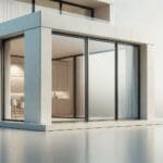 Primer plano de ventanas modernas con doble acristalamiento en una casa minimalista