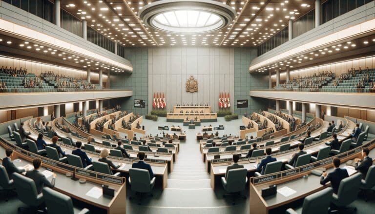 Interior del Congreso de los Diputados con asistentes en un evento empresarial agroalimentario