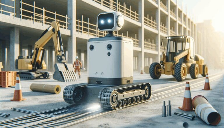 Robot autónomo trabajando en una obra de construcción al aire libre