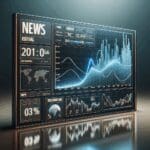 Gráfico digital con curvas de datos en tiempo real sobre una pantalla oscura