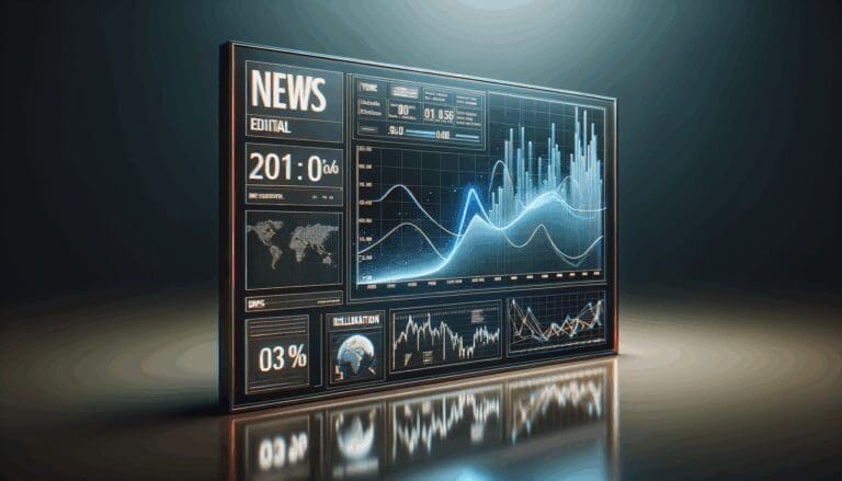 Gráfico digital con curvas de datos en tiempo real sobre una pantalla oscura