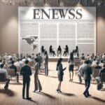 Encuentro de emprendedores en un evento de networking en un auditorio moderno.