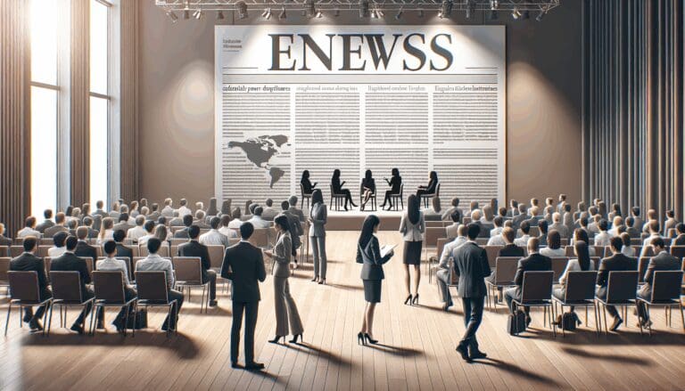 Encuentro de emprendedores en un evento de networking en un auditorio moderno.