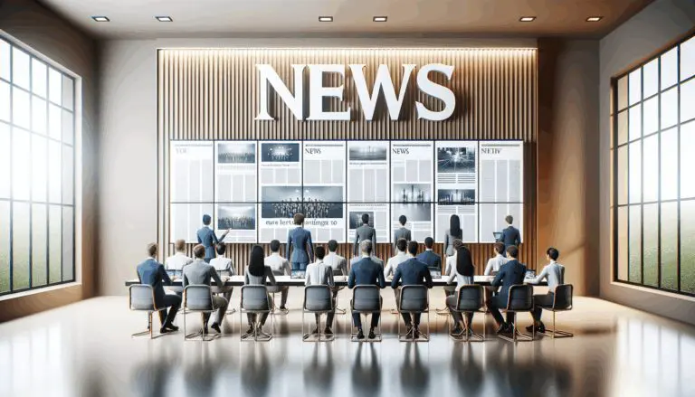 Oficinas modernas con equipo de trabajo reunido en torno a pantallas digitales