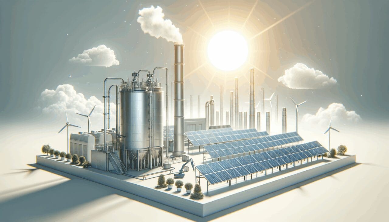 Planta piloto de energía solar en un entorno de alta tecnología bajo el sol