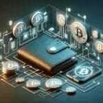 Gráfico digital de billeteras cripto y flujos de activos sobre un fondo oscuro y moderno.