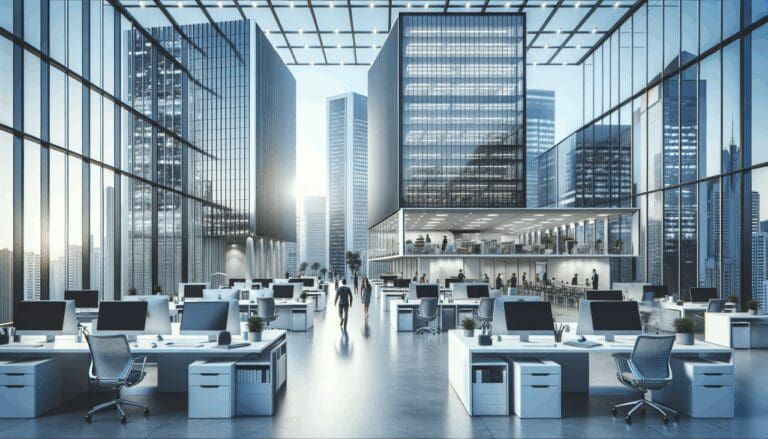 Oficinas modernas en una ciudad brasileña con tecnología avanzada.