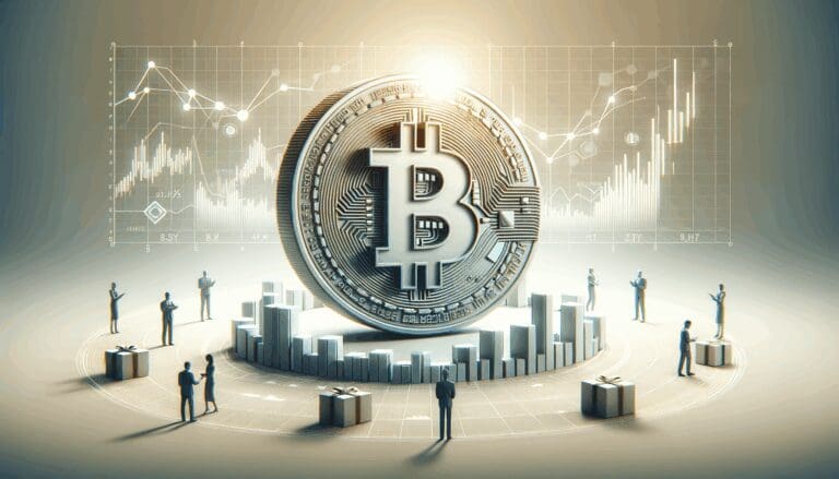 Representación conceptual de tecnología blockchain con gráficos financieros.