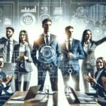 Presentación dinámica de emprendedores en una conferencia tecnológica.