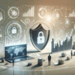 Concepto de seguridad financiera con gráficos y tecnología.