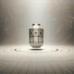 Cápsula espacial flotando en el espacio con estrellas de fondo