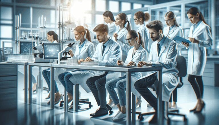 Equipo de científicos trabajando en un laboratorio tecnológico