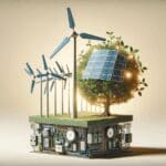 Representación de innovación tecnológica con componentes ecológicos