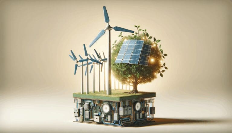 Representación de innovación tecnológica con componentes ecológicos