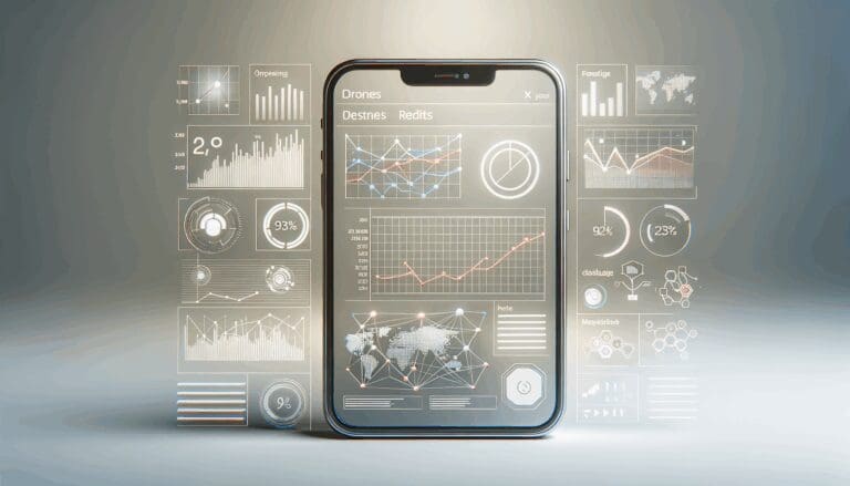 Interfaz moderna de una aplicación móvil con gráficos y estadísticas.