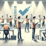 Voluntarios de una startup en una jornada de vacunación comunitaria
