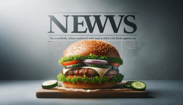 Hamburguesa gourmet con ingredientes frescos y un fondo moderno.