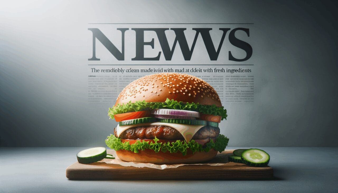 Hamburguesa gourmet con ingredientes frescos y un fondo moderno.