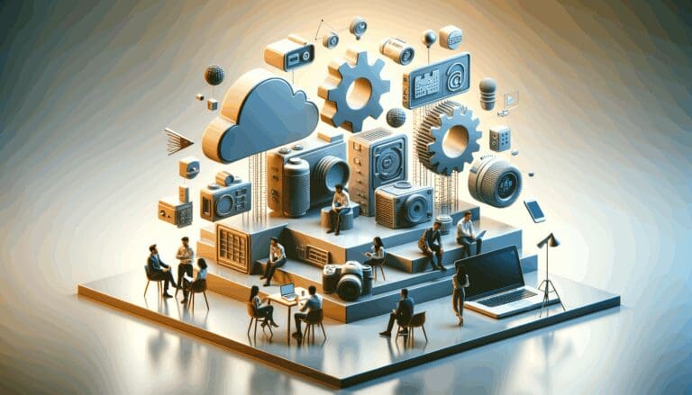 Concepto de colaboración entre grandes marcas y startups tecnológicas.