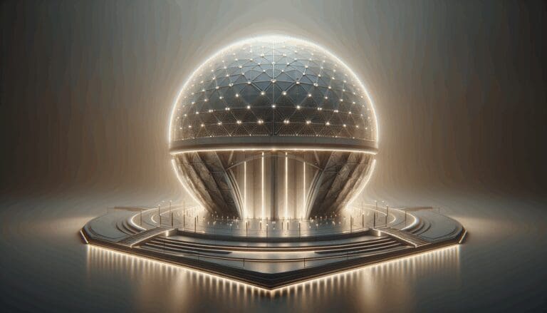 Cúpula futurista en Expo Osaka iluminada por luces LED