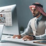 Imagen de un trabajador revisando documentos laborales en una computadora moderna.