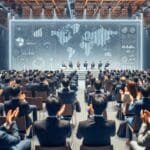 Audiencia aplaudiendo en una conferencia internacional de tecnología