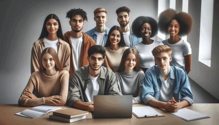 Jóvenes colaborando en un entorno educativo tecnológico