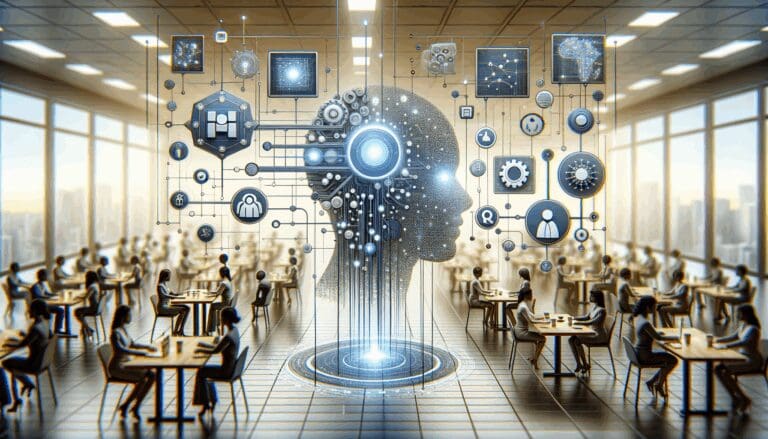 Representación de inteligencia artificial interconectada con pequeñas empresas.