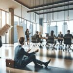 Espacio moderno de coworking con emprendedores colaborando.