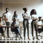 Representación gráfica de un equipo de startups trabajando en un entorno moderno y vibrante.