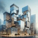 Oficinas modernas en un entorno urbano en Perú, representando expansión tecnológica.