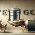 Manos sosteniendo envases ecológicos sobre fondo neutro en un espacio moderno.