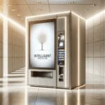 Máquina de vending inteligente en un entorno moderno y tecnológico