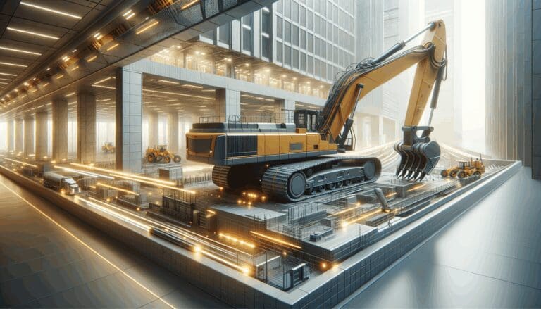 Maquinaria de construcción avanzada operando en un entorno urbano moderno.
